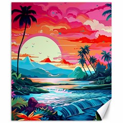 Tropical Island Sunset Landscape Canvas 20  X 24  by Wegoenart