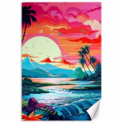 Tropical Island Sunset Landscape Canvas 24  x 36 