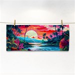 Tropical Island Sunset Landscape Hand Towel Front