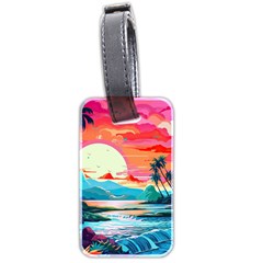 Tropical Island Sunset Landscape Luggage Tag (two sides)