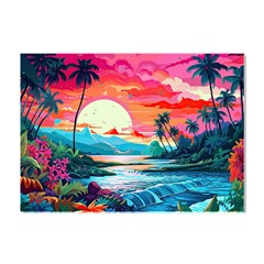 Tropical Island Sunset Landscape Crystal Sticker (A4)