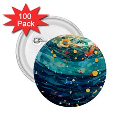 Confetti Ocean Themed Tropical Background Wallpaper 2 25  Buttons (100 Pack)  by Wegoenart