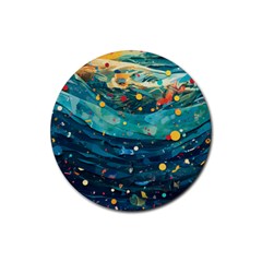 Confetti Ocean Themed Tropical Background Wallpaper Rubber Round Coaster (4 Pack) by Wegoenart