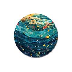 Confetti Ocean Themed Tropical Background Wallpaper Magnet 3  (round) by Wegoenart