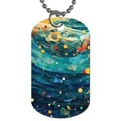 Confetti Ocean Themed Tropical Background Wallpaper Dog Tag (one Side) by Wegoenart