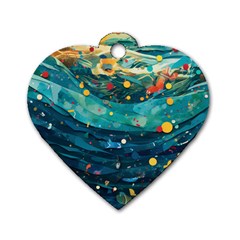 Confetti Ocean Themed Tropical Background Wallpaper Dog Tag Heart (two Sides) by Wegoenart