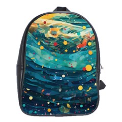 Confetti Ocean Themed Tropical Background Wallpaper School Bag (large) by Wegoenart