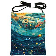 Confetti Ocean Themed Tropical Background Wallpaper Shoulder Sling Bag by Wegoenart