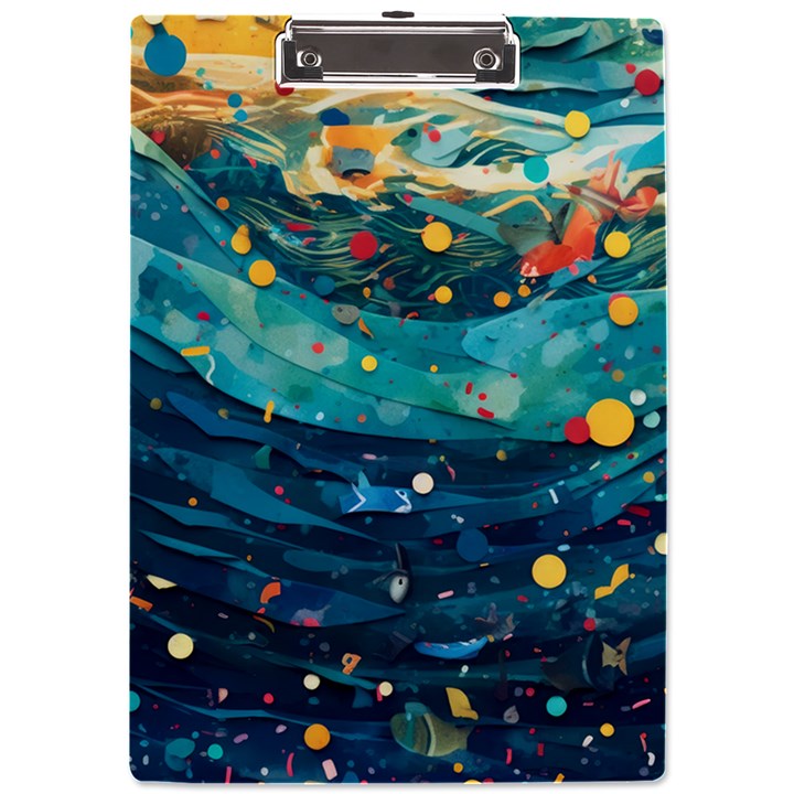 Confetti Ocean Themed Tropical Background Wallpaper A4 Acrylic Clipboard