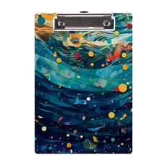 Confetti Ocean Themed Tropical Background Wallpaper A5 Acrylic Clipboard by Wegoenart