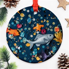 Confetti Ocean Themed Tropical Background Wallpaper 2 Ornament (round) by Wegoenart