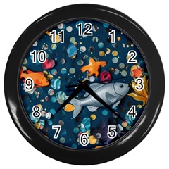 Confetti Ocean Themed Tropical Background Wallpaper 2 Wall Clock (black) by Wegoenart