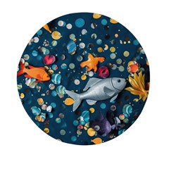 Confetti Ocean Themed Tropical Background Wallpaper 2 Mini Round Pill Box (pack Of 3)