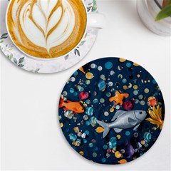 Confetti Ocean Themed Tropical Background Wallpaper 2 Uv Print Round Tile Coaster