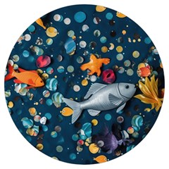 Confetti Ocean Themed Tropical Background Wallpaper 2 Round Trivet