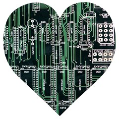 Printed Circuit Board Circuits Wooden Puzzle Heart by Celenk