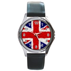 Union Jack Flag National Country Round Metal Watch by Celenk