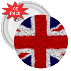 Union Jack Flag National Country 3  Buttons (100 Pack)  by Celenk