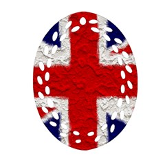 Union Jack Flag National Country Oval Filigree Ornament (two Sides) by Celenk