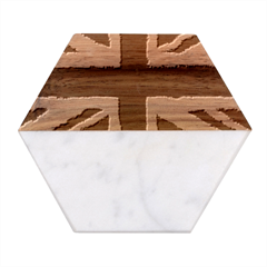 Union Jack Flag National Country Marble Wood Coaster (hexagon) 