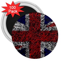 Union Jack Flag Uk Patriotic 3  Magnets (100 Pack) by Celenk