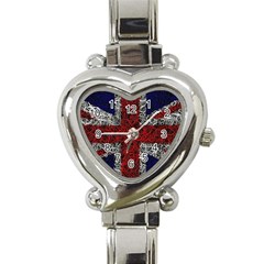 Union Jack Flag Uk Patriotic Heart Italian Charm Watch by Celenk