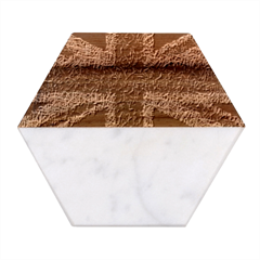 Union Jack Flag Uk Patriotic Marble Wood Coaster (hexagon)  by Celenk