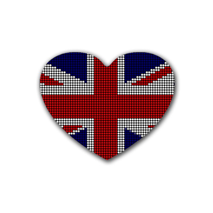 Union Jack Flag British Flag Rubber Coaster (Heart)