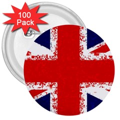 Union Jack London Flag Uk 3  Buttons (100 Pack)  by Celenk