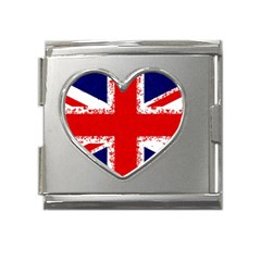 Union Jack London Flag Uk Mega Link Heart Italian Charm (18mm) by Celenk