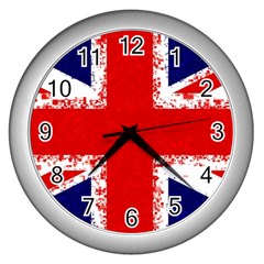 Union Jack London Flag Uk Wall Clock (silver) by Celenk