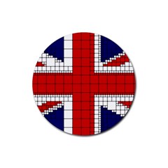 Union Jack Flag Uk Patriotic Rubber Coaster (round) by Celenk