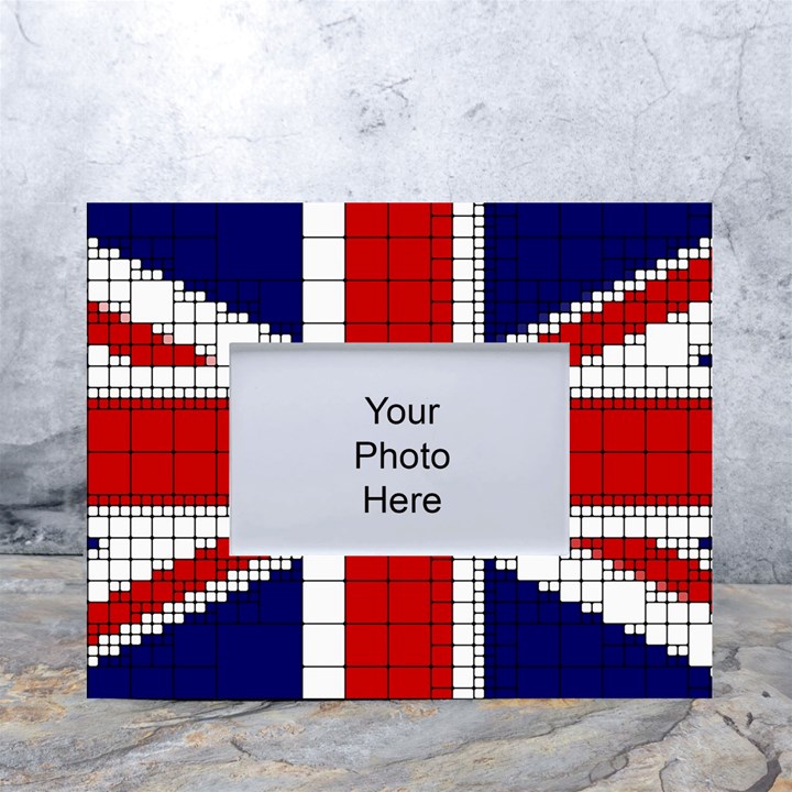 Union Jack Flag Uk Patriotic White Tabletop Photo Frame 4 x6 