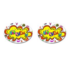 Happy Happiness Child Smile Joy Cufflinks (oval) by Celenk