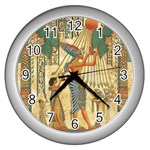 Egyptian Man Sun God Ra Amun Wall Clock (Silver) Front