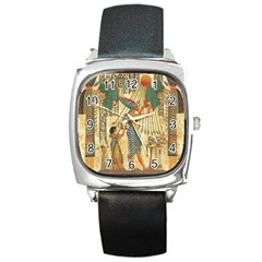 Egyptian Man Sun God Ra Amun Square Metal Watch by Celenk