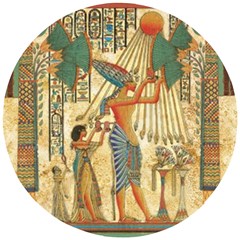 Egyptian Man Sun God Ra Amun Wooden Puzzle Round by Celenk