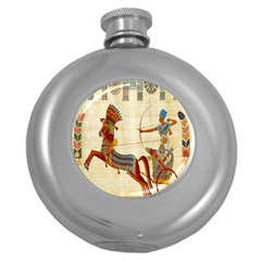 Egyptian Tutunkhamun Pharaoh Design Round Hip Flask (5 Oz) by Celenk