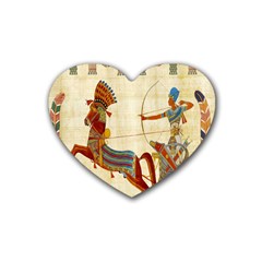 Egyptian Tutunkhamun Pharaoh Design Rubber Heart Coaster (4 Pack) by Celenk