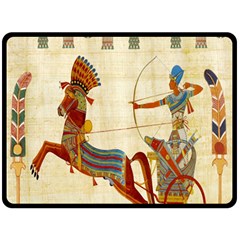 Egyptian Tutunkhamun Pharaoh Design Two Sides Fleece Blanket (large) by Celenk