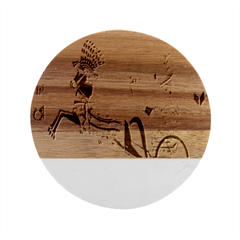 Egyptian Tutunkhamun Pharaoh Design Marble Wood Coaster (round) by Celenk