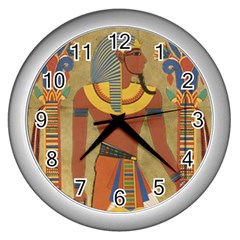 Egyptian Tutunkhamun Pharaoh Design Wall Clock (silver) by Celenk