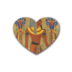 Egyptian Tutunkhamun Pharaoh Design Rubber Coaster (heart) by Celenk