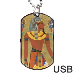 Egyptian Tutunkhamun Pharaoh Design Dog Tag Usb Flash (two Sides) by Celenk