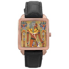 Egyptian Tutunkhamun Pharaoh Design Rose Gold Leather Watch  by Celenk