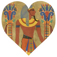 Egyptian Tutunkhamun Pharaoh Design Wooden Puzzle Heart by Celenk