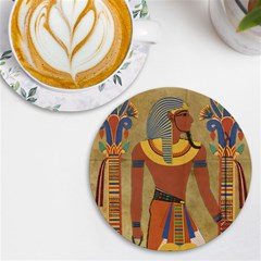 Egyptian Tutunkhamun Pharaoh Design Uv Print Round Tile Coaster by Celenk