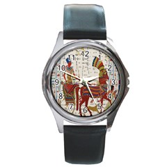 Egyptian Tutunkhamun Pharaoh Design Round Metal Watch by Celenk