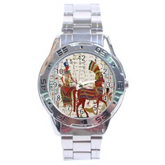 Egyptian Tutunkhamun Pharaoh Design Stainless Steel Analogue Watch by Celenk