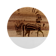 Egyptian Tutunkhamun Pharaoh Design Marble Wood Coaster (round) by Celenk